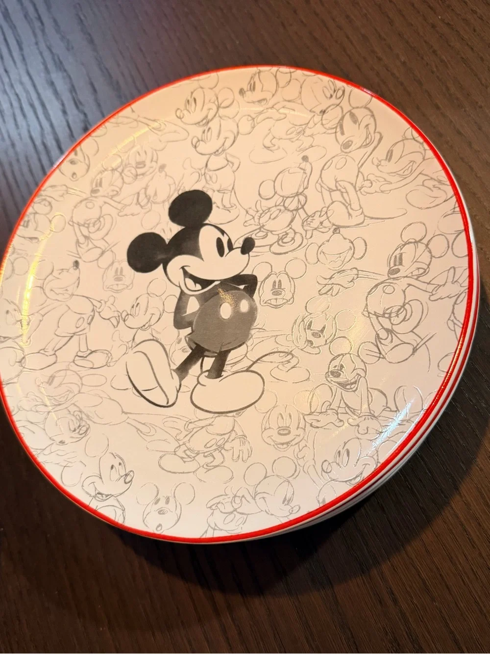 Pottery Barn White and Red Mickey Mouse Dessert Plates